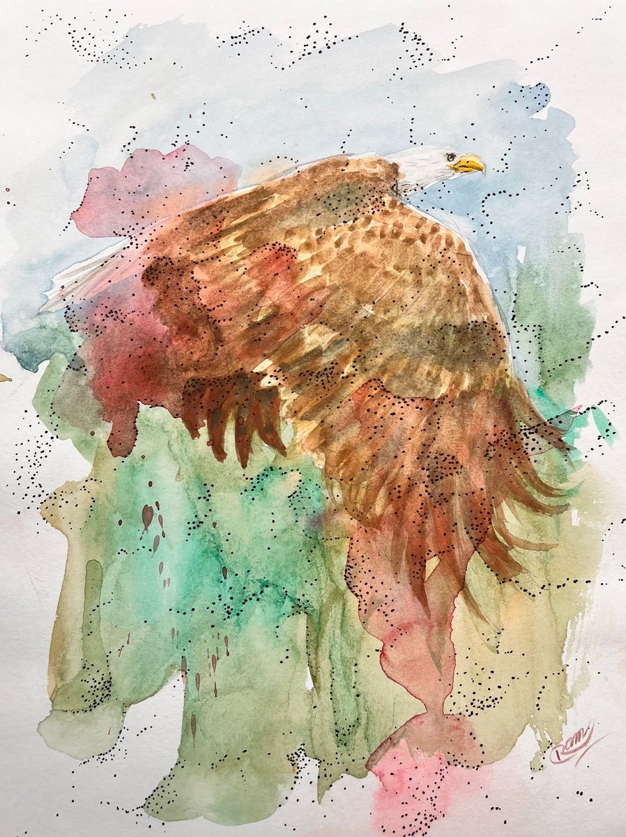 Impressionistic Animal Watercolour By Ram Barkhane, 8 X 11", Inferno Awakening, Original Artwork