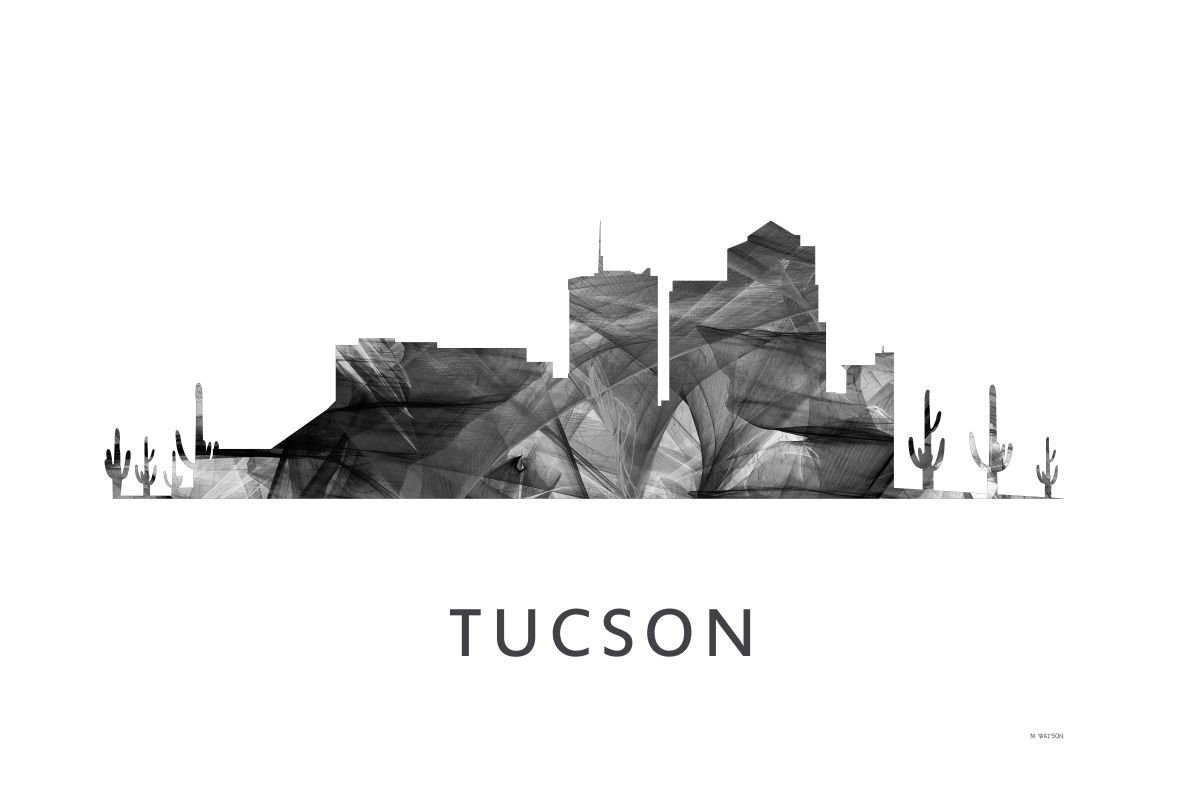 Tucson Arizona Skyline WB BW by Marlene Watson