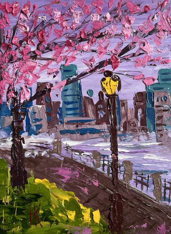 New York spring original oil painting