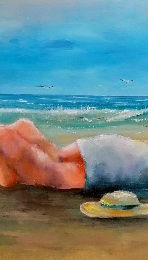 Woman on the beach by Susana Zarate Harris