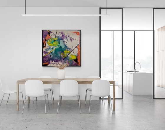 Abstract painting - "Reflection" - Abstraction - Geometric - Space abstract - Big painting - Bright abstract
