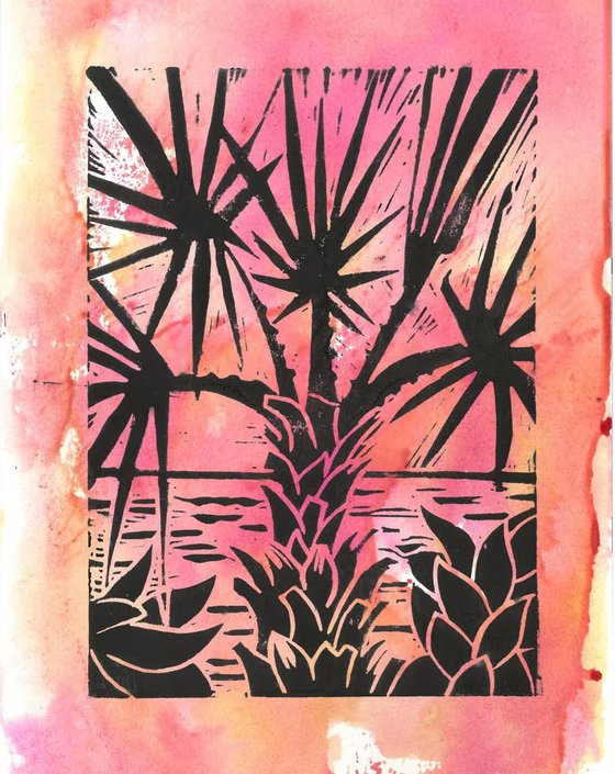 Palm tree on magenta