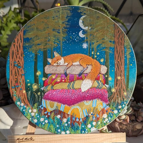 Whimsical Fairytale Painting, The Princess & The Pea, Fox by Holly Foster