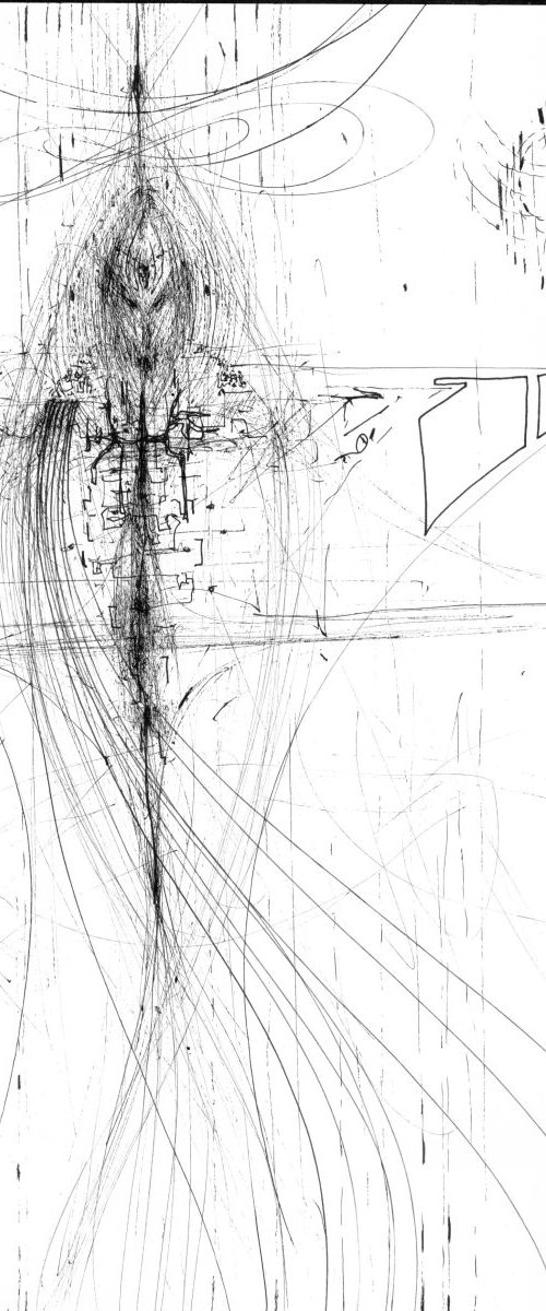 SPIRITUAL ECLECTIC SPONATE INK DRAWING ANGEL SIGNALS GOD CREATION AFORDABLE ART BY KLOSKA by Kloska Ovidiu