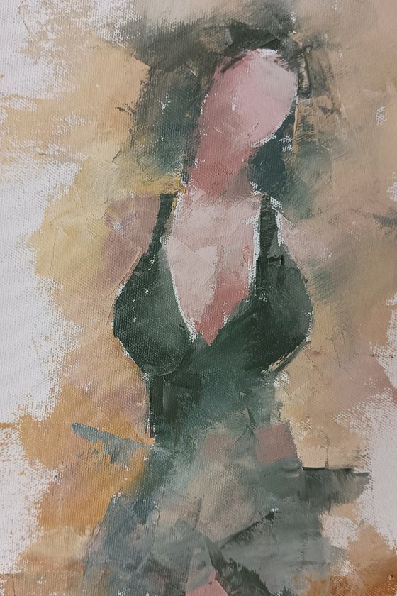 Abstract woman figure. Small original artwork