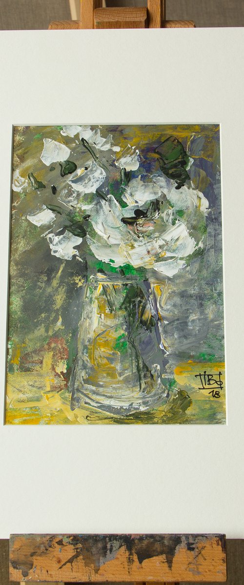 Still life with a large yellow rose by Irina Bocharova