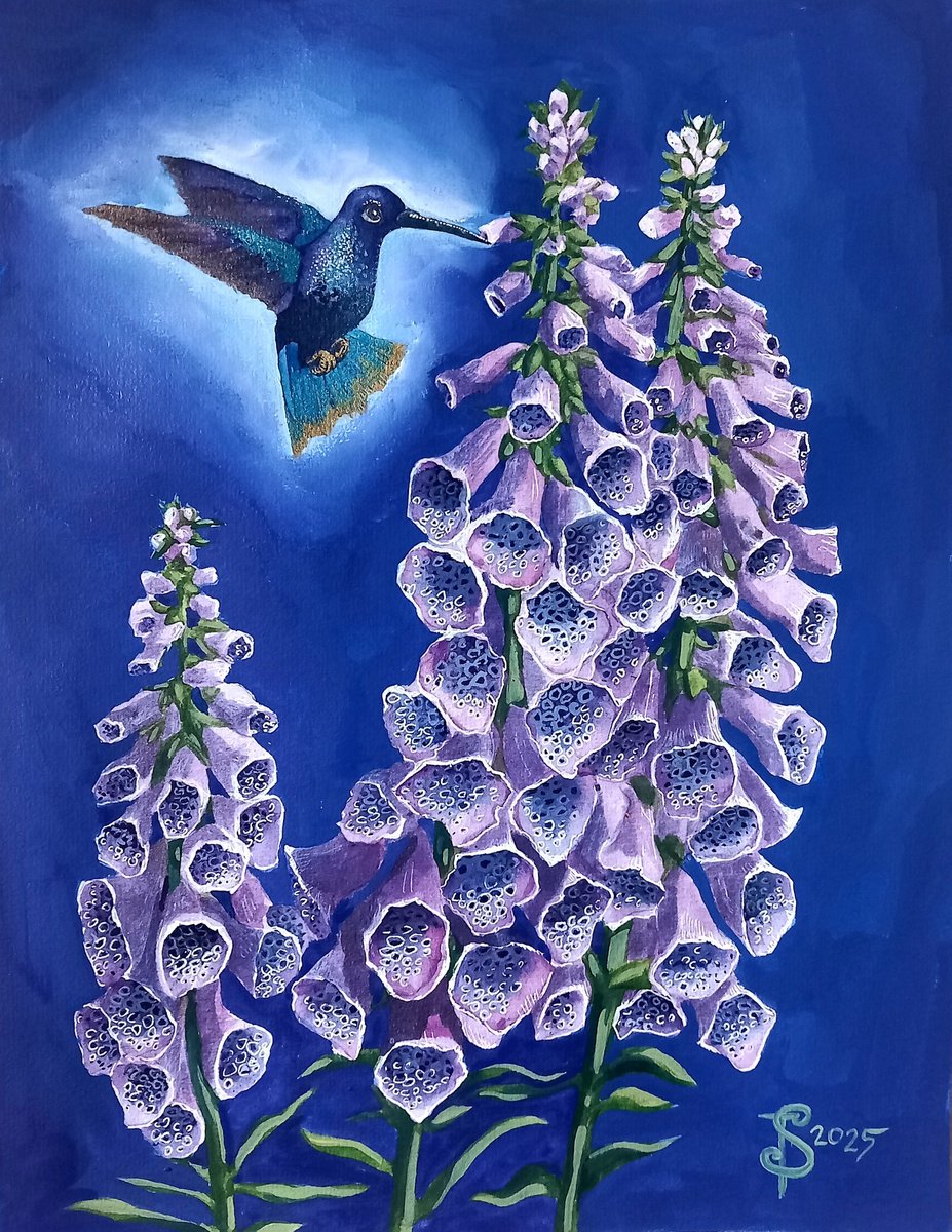 Illustrative Animal Acrylic Painting By Terri Smith, 13 X 16", Bewitched Hum, Original Artwork