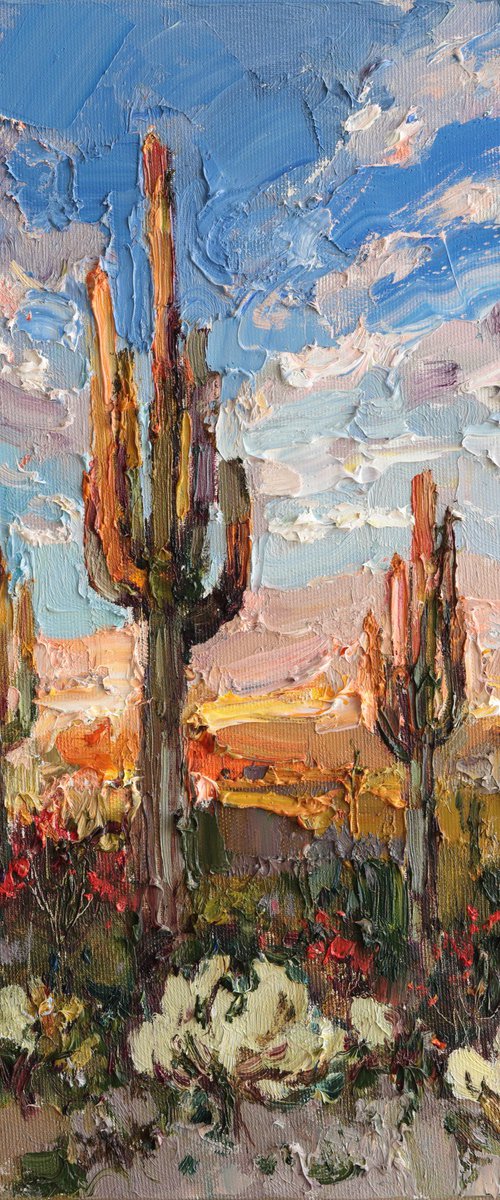 Cactus Desert at Sunset by Anastasiia Valiulina