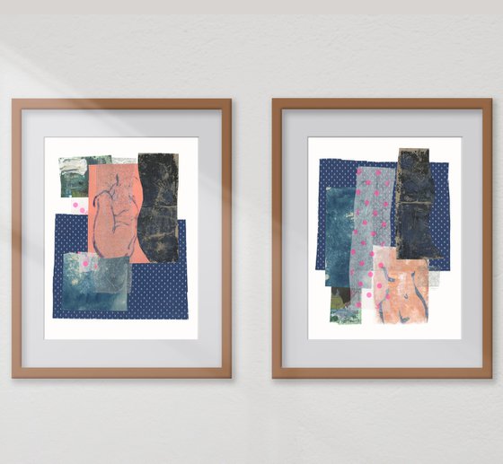 Abstract collage set with nude