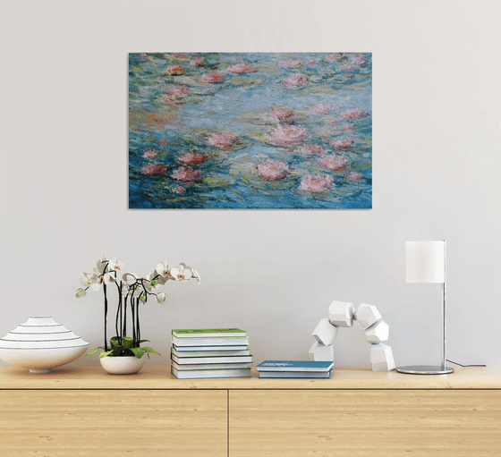 Water Lilies. Les nymphéas. Original oil painting