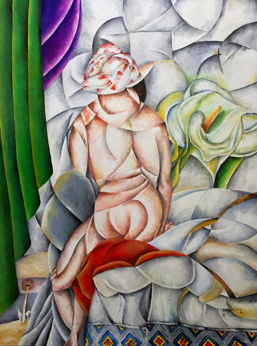 Portrait Oil Painting By Jg Wilson, 18 X 24, Back View Of Woman, Original Artwork