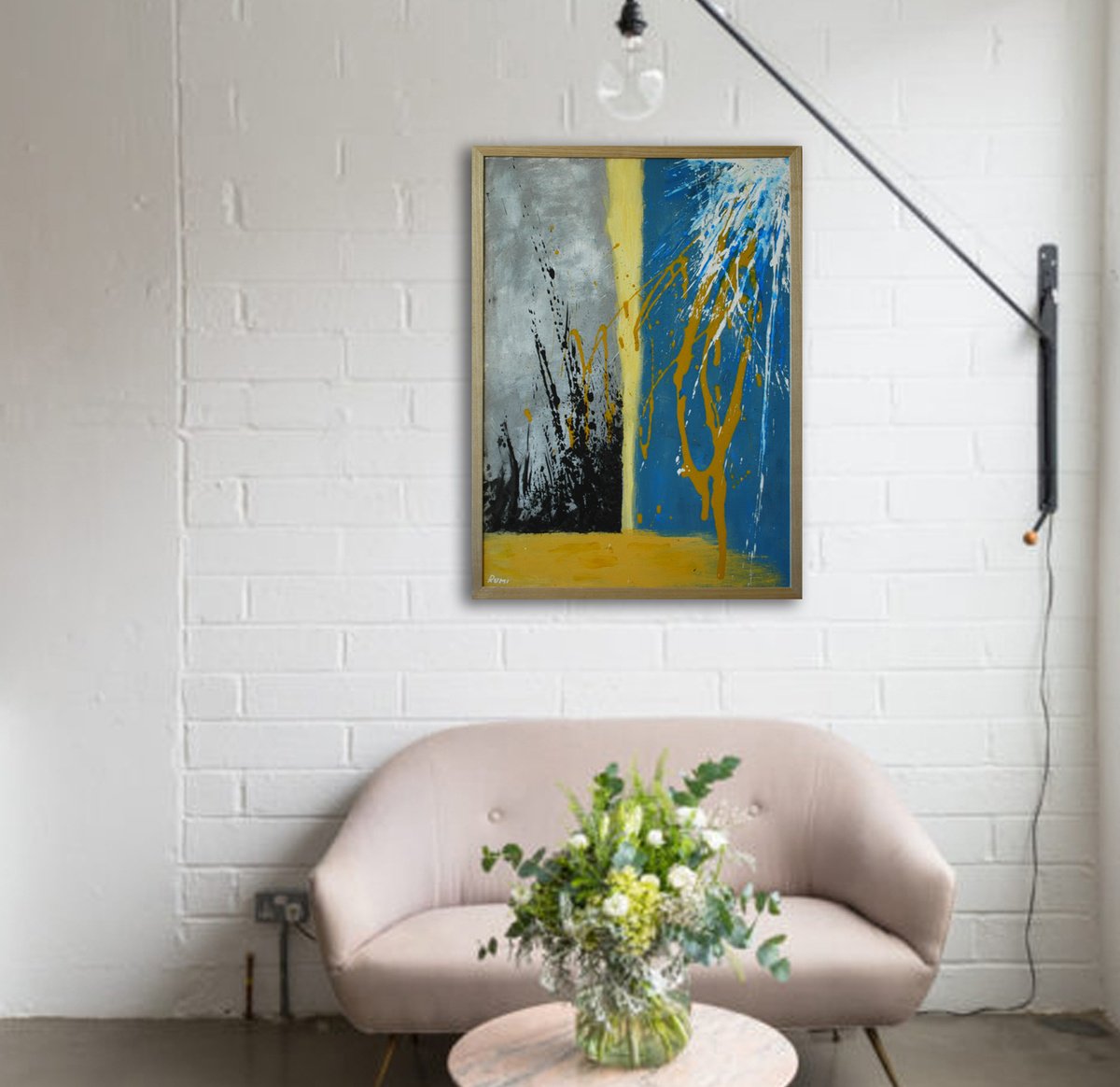 Abstract Acrylic Painting By Rumen Spasov, 21 X 29", "Impossible Balance", Original Artwork