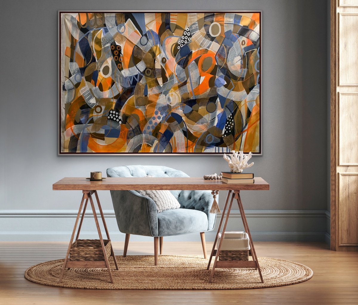 Organic Abstract Acrylic Painting By Rashna Hackett, 63 X 44", Fresh Beginning, Original Artwork