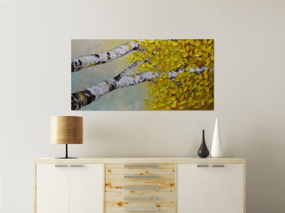 Silver Birches - Large Acrylic Impasto Painting