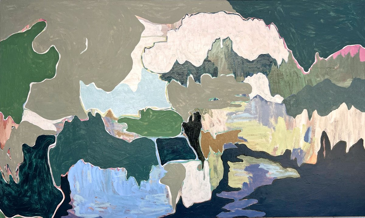 Organic Abstract Acrylic Painting By Claudia Trongmo, 59 X 35, Marble And Schist Land, Original Artwork