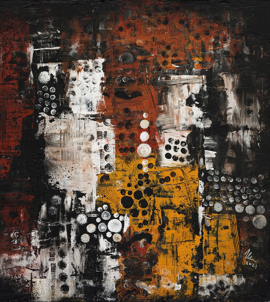 Walking the Dog- Abstract painting by Peter Zelei