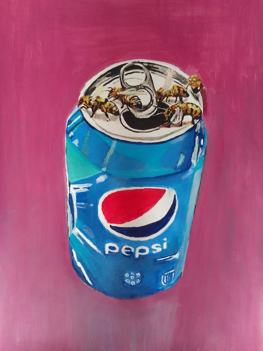 Photorealistic Animal Acrylic Painting By Soso Kumsiashvili, 24 X 33", Bees, Original Artwork