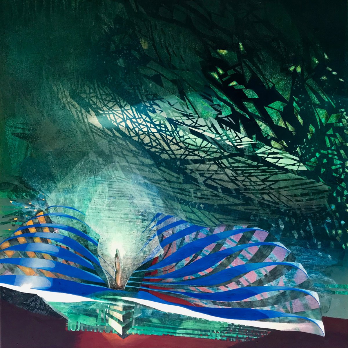 Organic Botanical Acrylic Painting By Marina Volkova, 31 X 31", Glow, Original Artwork