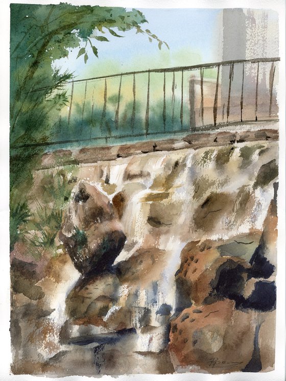 Waterfall by the Bridge