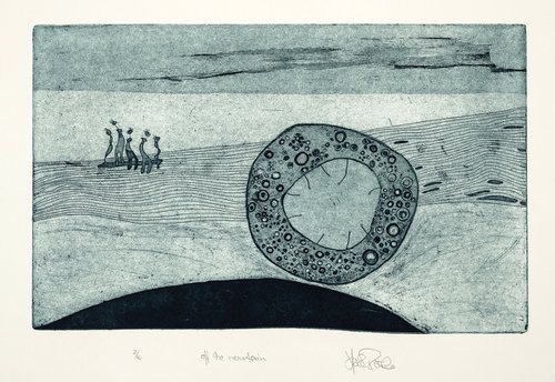 Heike Roesel "Off the Mountain", etching in edition of 10 by Heike Roesel
