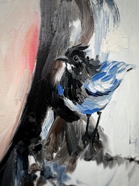 Woman portrait with blue bird