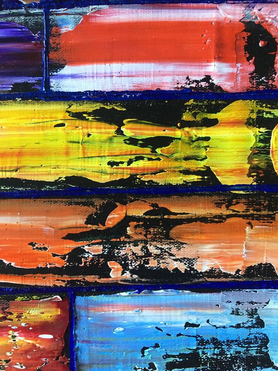 "Triplets" - Save As Series - Original Extra Large PMS Abstract Triptych Oil Paintings On Canvas - 66" x 48"