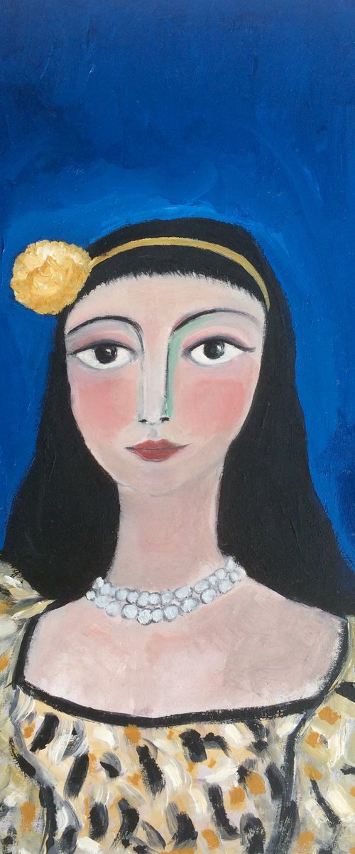 Lady with yellow flower. by Ilaria Dessí