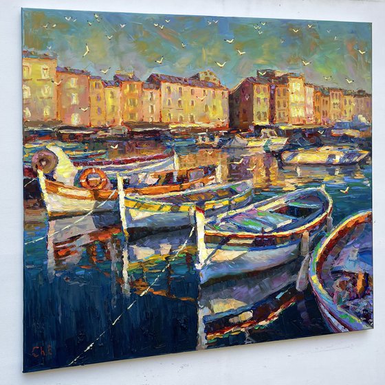 ""Boats at the pier""