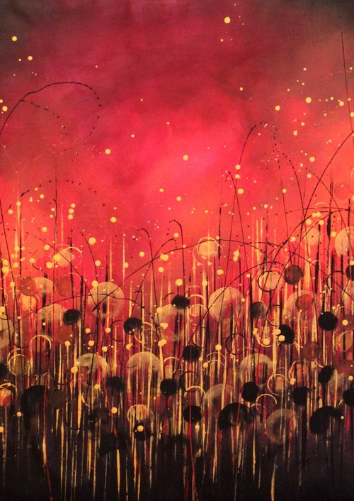Perfect Atmosphere #7 - Super sized original abstract floral landscape by Cecilia Frigati