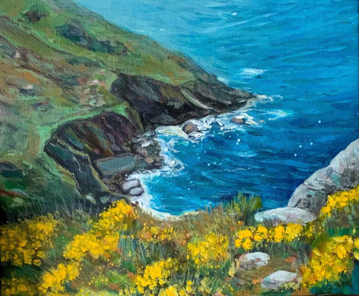 Impressionistic Landscape Acrylic Painting By Janice Macdougall, 12 X 10, Cornish Cove, Original Artwork