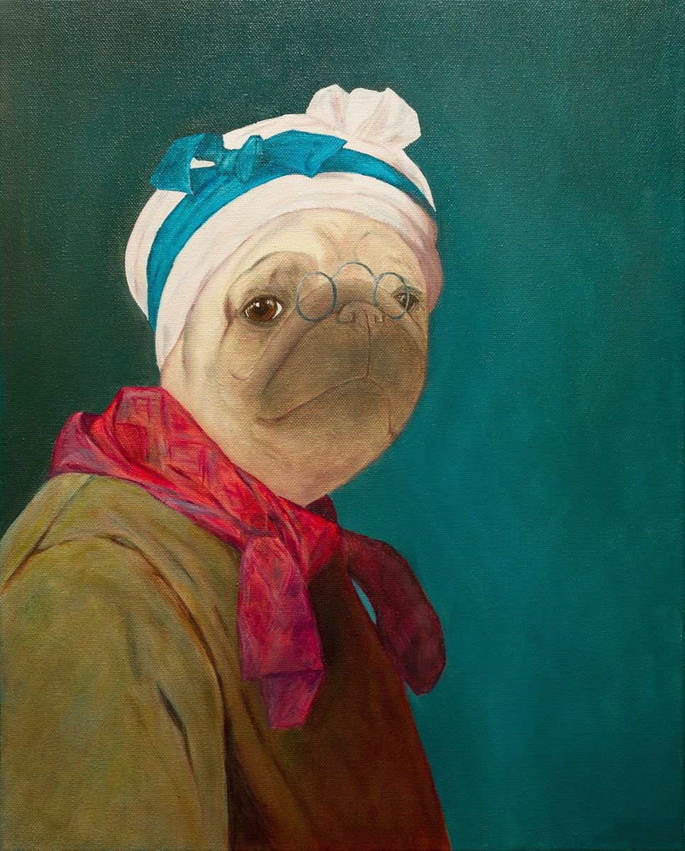 Pugdin - Self-portrait. Pug portrait by Yuliia Ustymenko