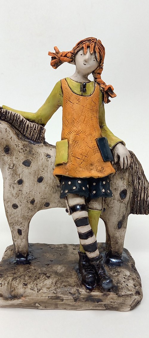Pippi Longstocking and her Horse by Izabel Nemechek