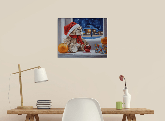 Christmas Teddy Bear at the Window