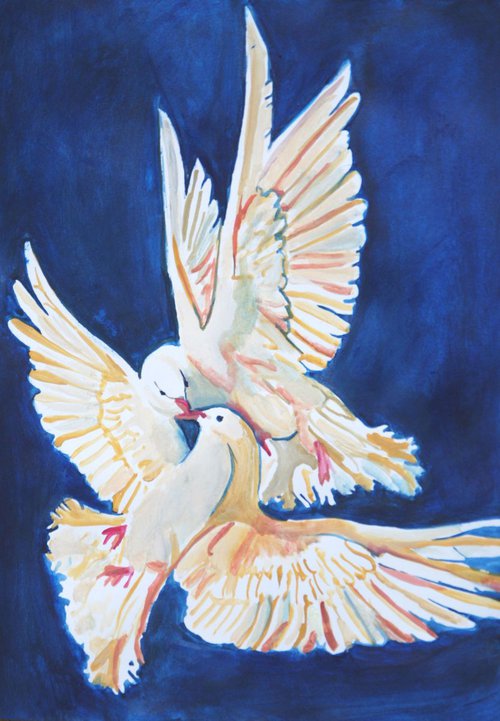 Pigeons / 42 x 29.7 cm by Alexandra Djokic