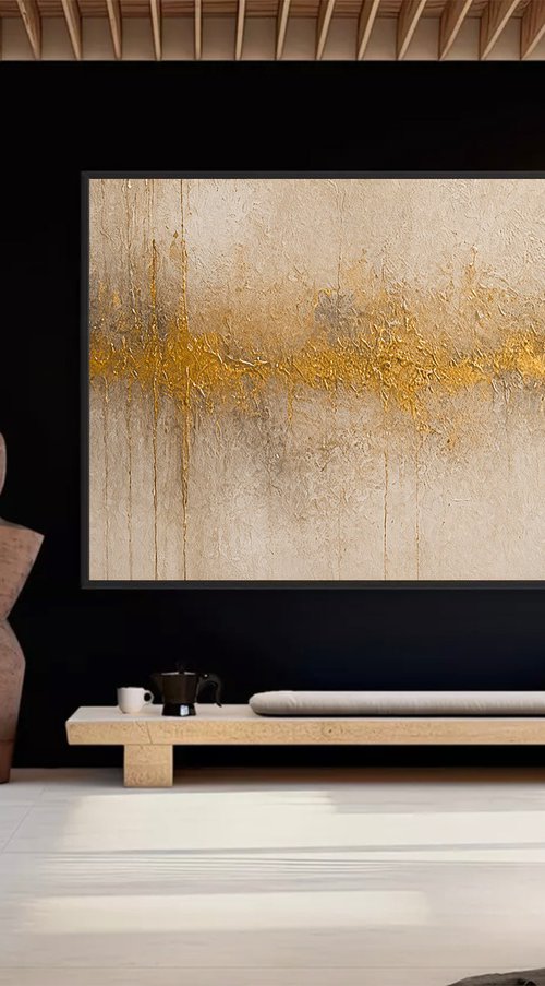 Gold Horizon in Beige Twilight by Indie Ru