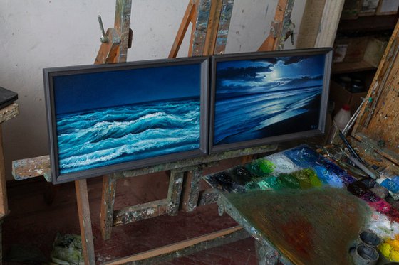 Diptych "NIGHT SEA"