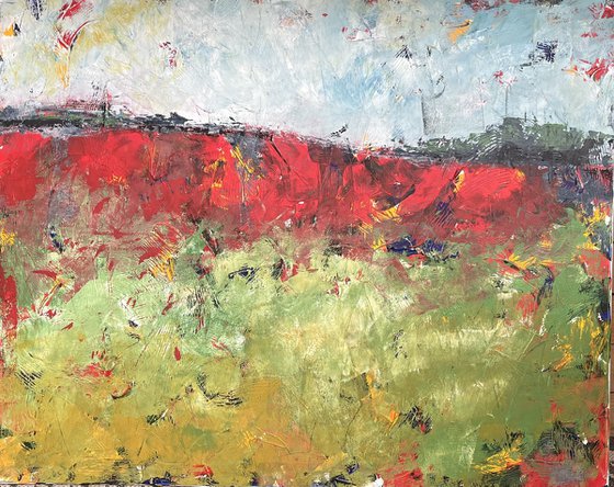 Crimson Horizon: Poppy Fields of Provence