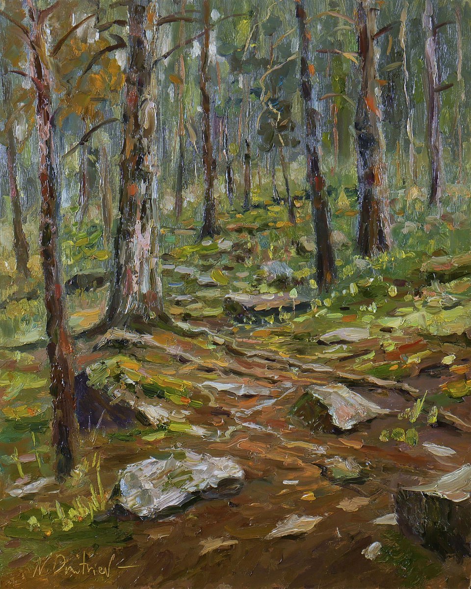 Forest of stones - forest landscape painting by Nikolay Dmitriev