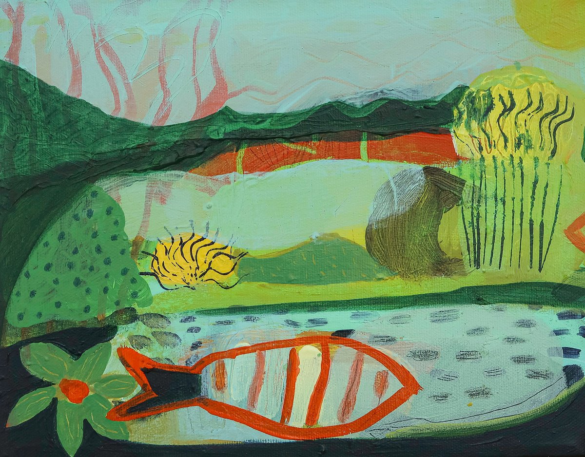  Fish Pond By Suzie Cumming, 11 X 9, Artwork For Sale On Artfinder