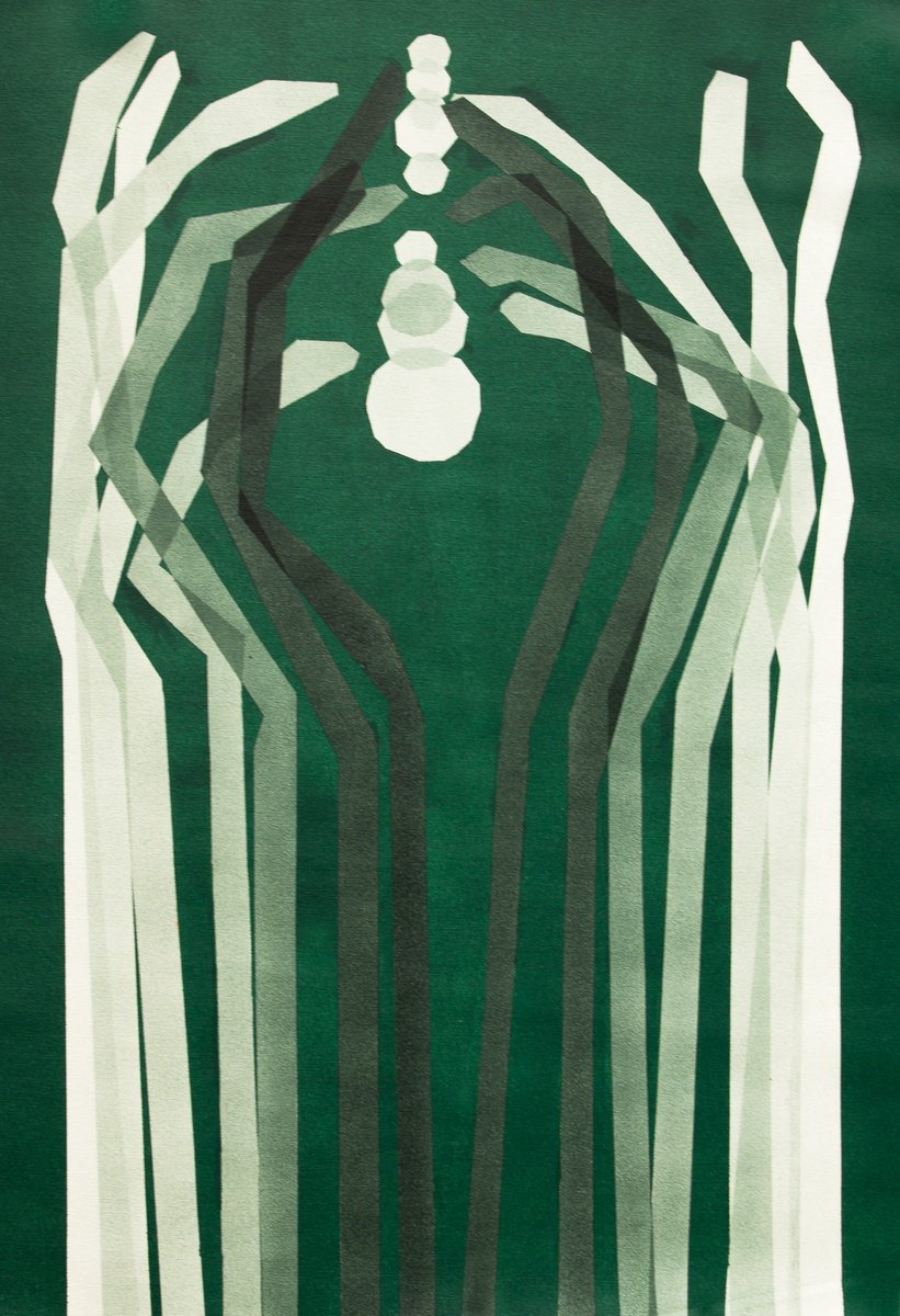 Abstract Acrylic Painting By Catia Goffinet, 24 X 34, Force 2, Original Artwork