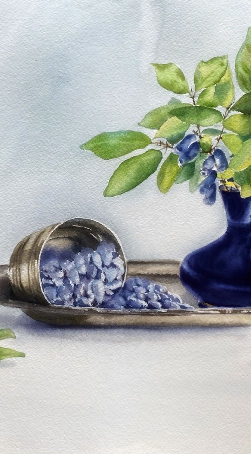 Berries still life in blue tones by Natalia Butenko