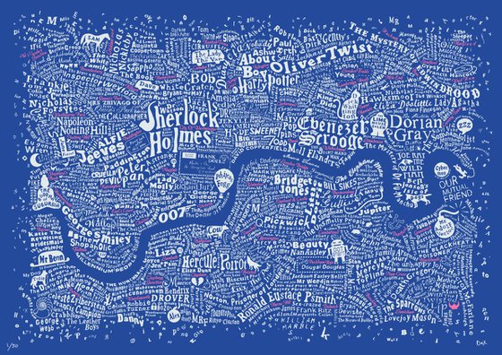 LITERARY LONDON MAP (Pink & White)