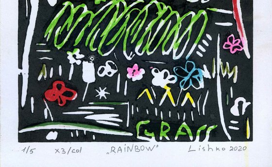 Rainbow X3/COL (LINOCUT+ HAND - COLOURED)