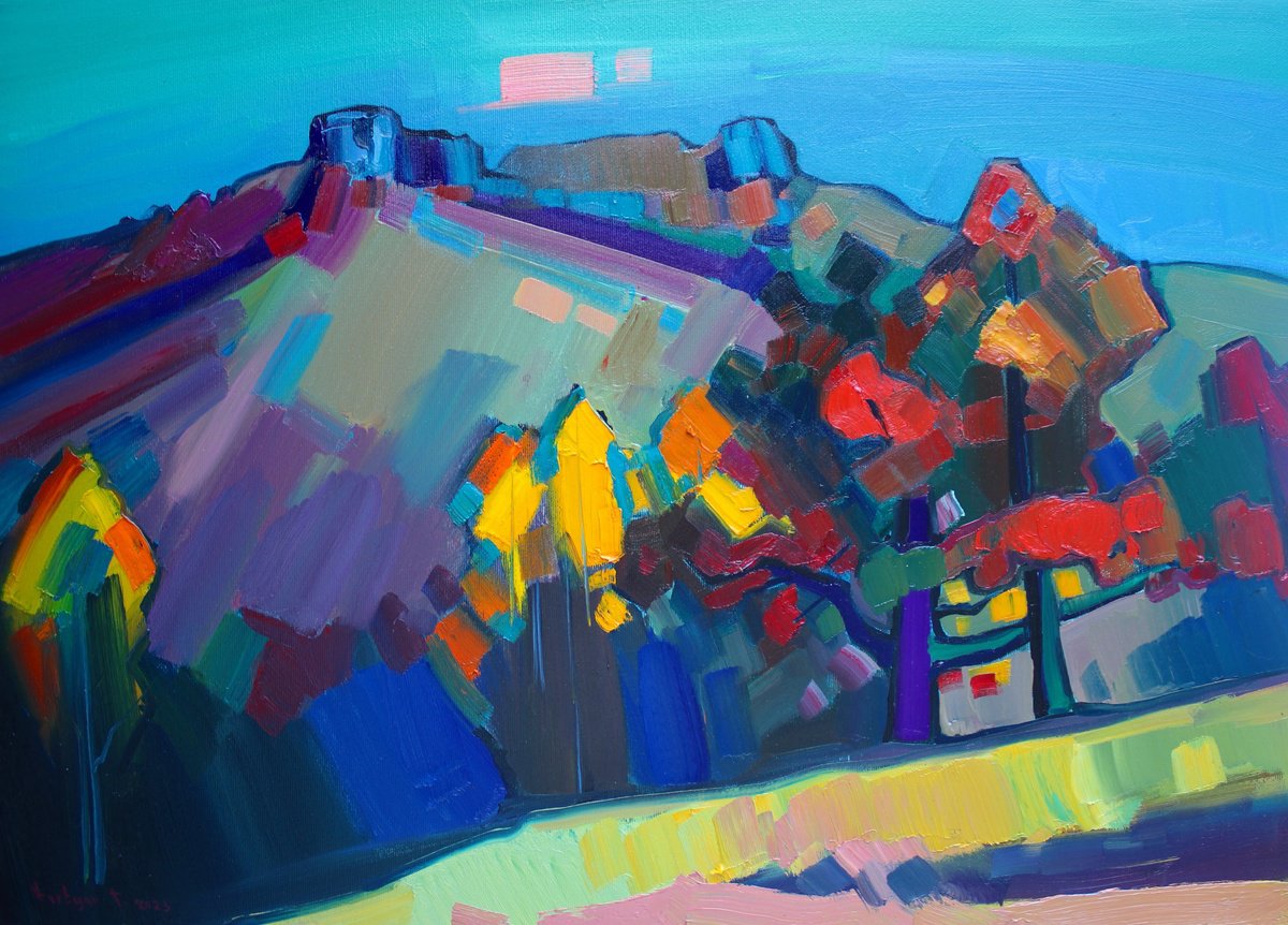 Impressionistic Landscape Oil Painting By Tigran Avetyan, 28 X 20", Autumn Landscape, Original Artwork