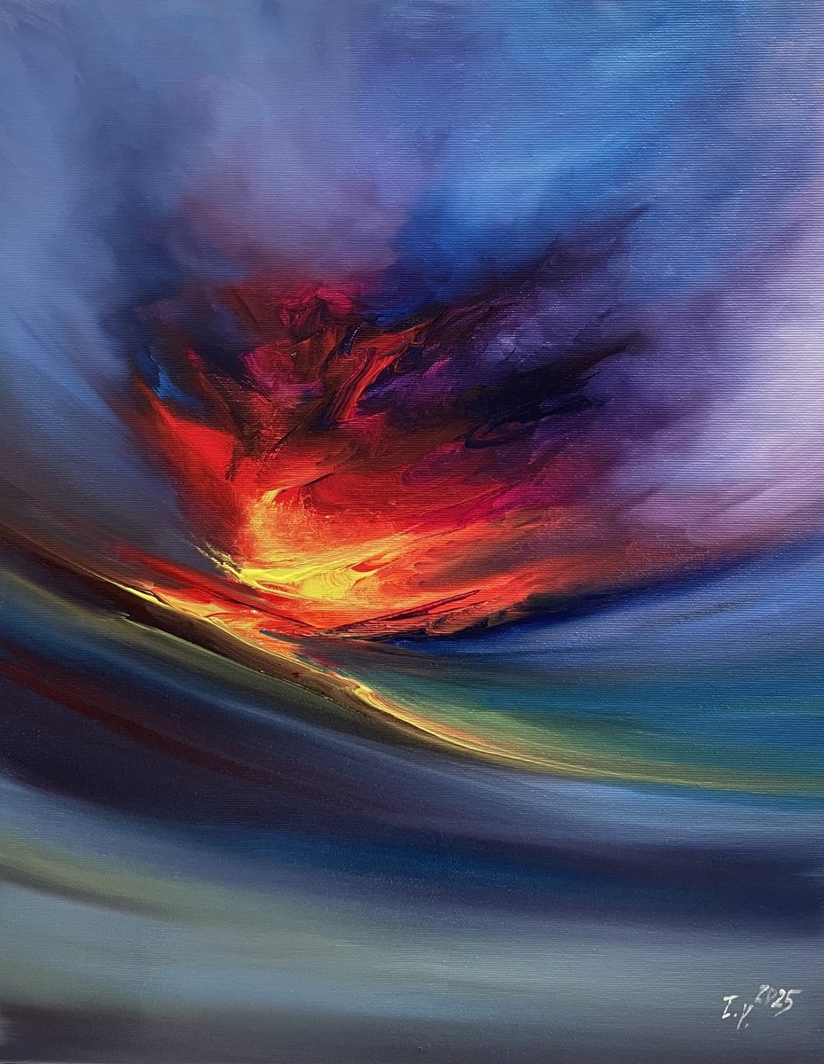 Abstract Landscape Acrylic Painting By Timea Valsami, 16 X 20", Thought After Thought, Original Artwork