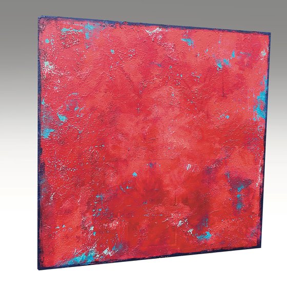 Turquoise over red (80 x 80 cm) Dee Brown Artworks