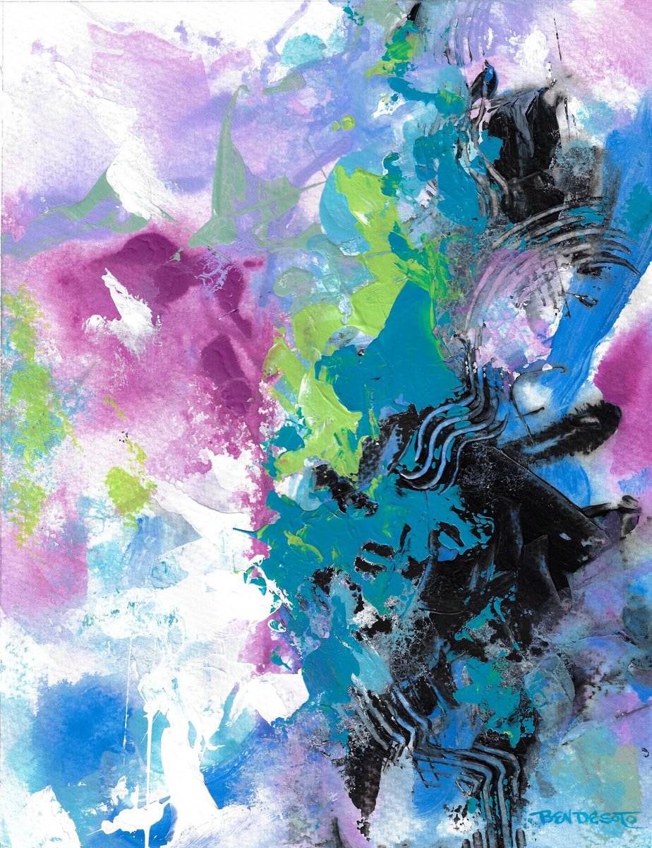 Abstract Acrylic Painting By Ben De Soto, 10 X 13, Abstract Q3, Original Artwork