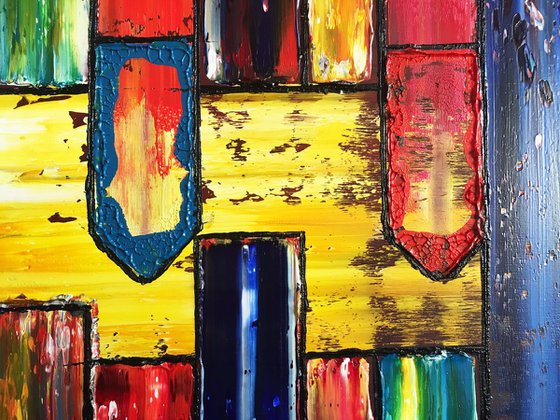 "No Direction" - Save As Series + FREE USA SHIPPING - Original PMS Abstract Diptych Oil Paintings On Recycled Wood - 80" x 28"