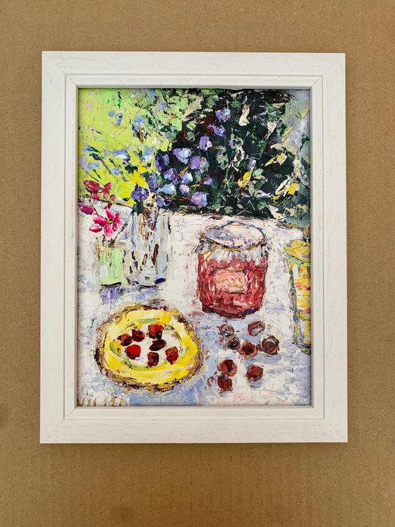 Still life with cherries