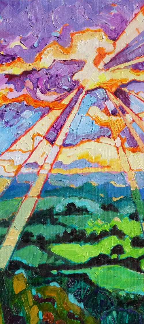 Peak District Landscape - Baslow Edge at Sunset by Mary Kemp
